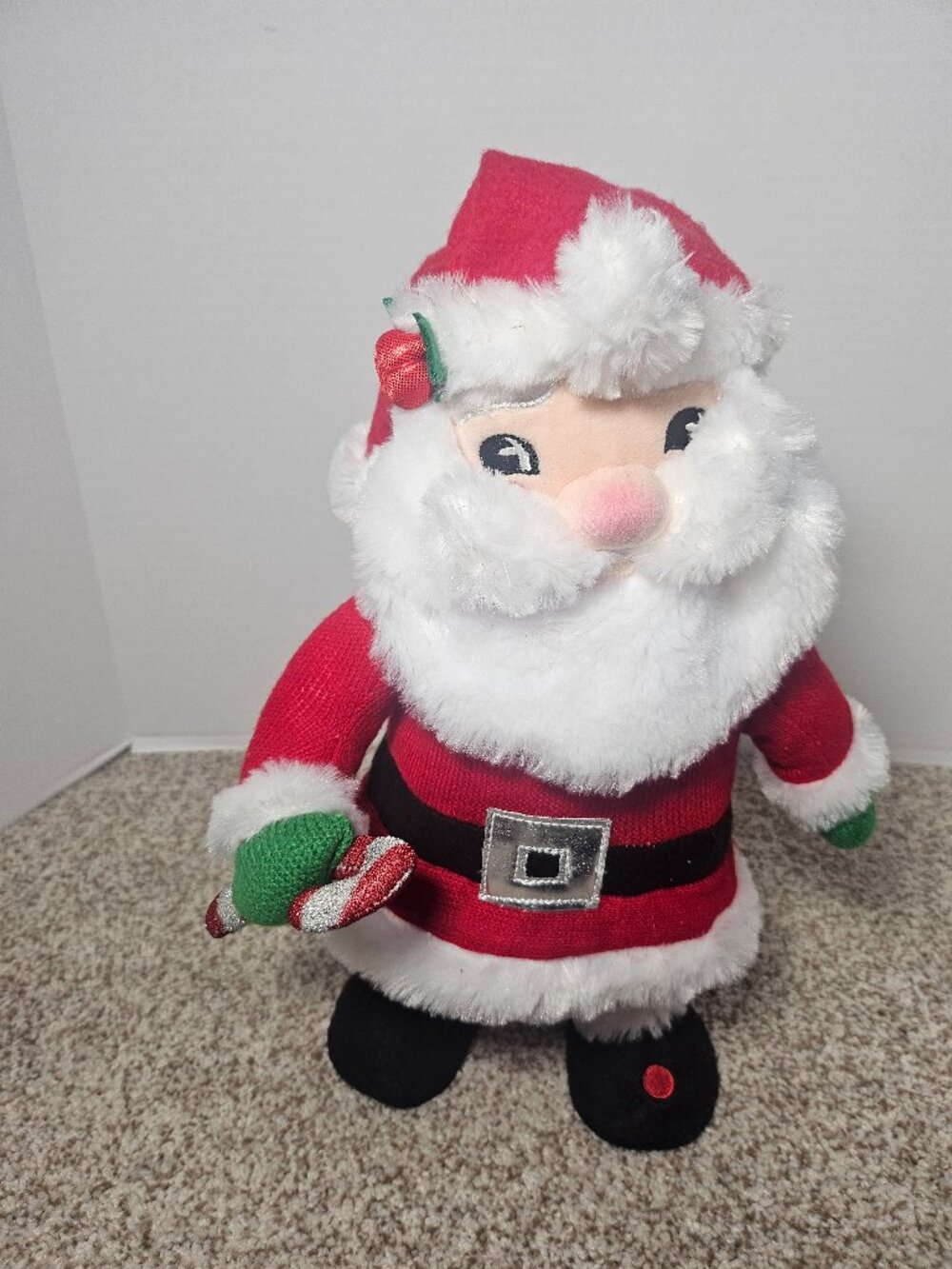 Vintage Gemmy Sidestepping Santa Claus Plush Animated Musical Decor 10" Works